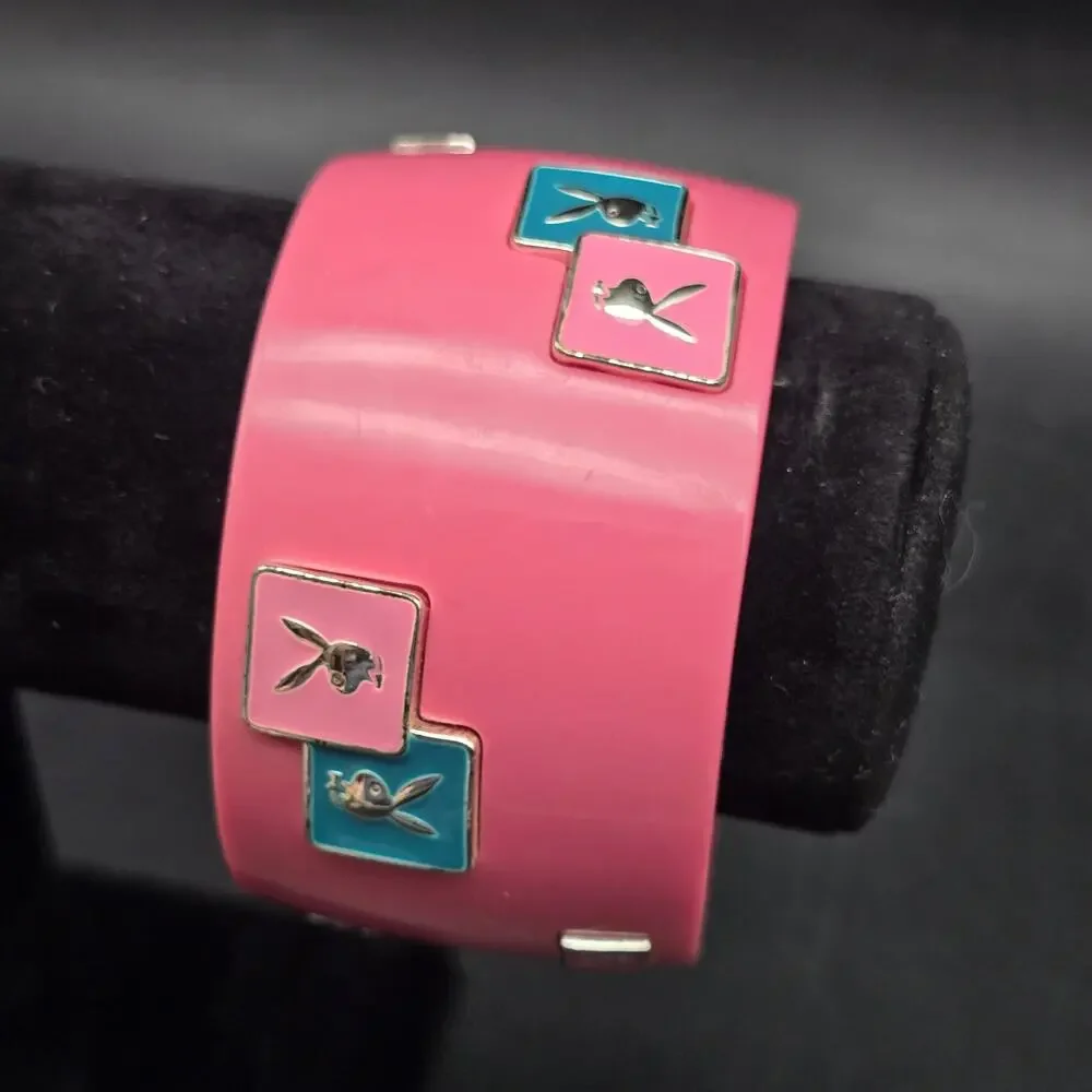 Playboy Bunny Pink Blue White Bangle Bracelet Costume Jewelry